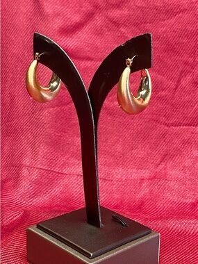 NWT Elegant Gold-Tone 1” Puffed Hoop Earrings for Women
